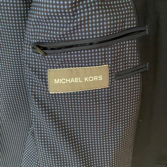MICHAEL KORS Men's 48L Navy 2 Button Blazer Sports Coat Lined Preppy Career - Picture 3 of 11